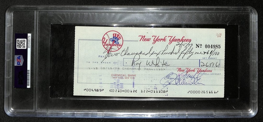 Roy White Autographed 1979 Yankees Payroll Check PSA/DNA 194530 (1 of 2)