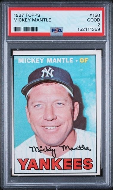 PSA 2 Mickey Mantle 1967 Topps 150 Yankees trading card (1 of 2)
