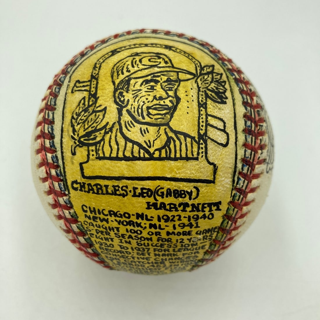 George Sosnak folk art baseball signed by Gabby Hartnett (1 of 7)