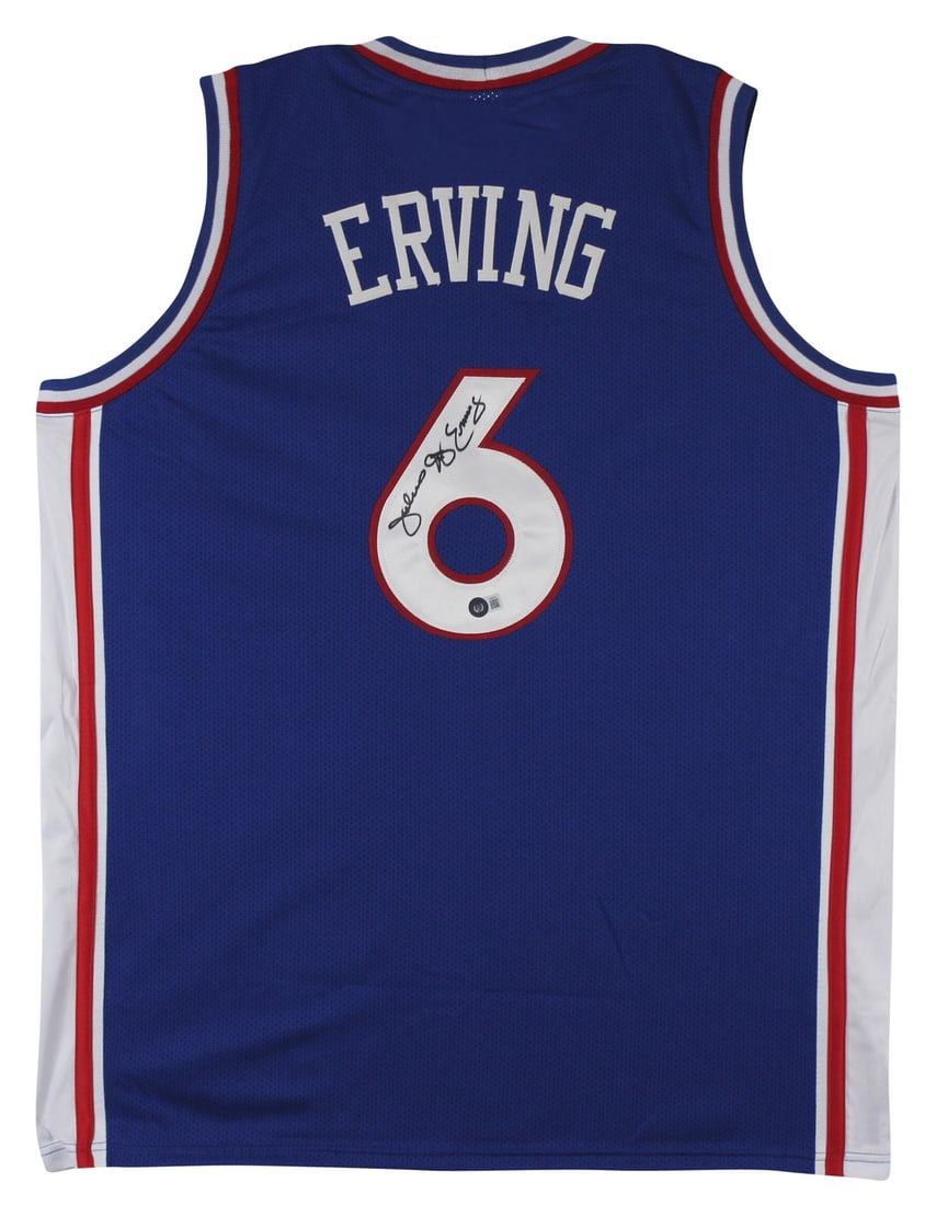 Beckett Witnessed Julius Dr J Erving Signed 76ers Blue Jersey (1 of 3)
