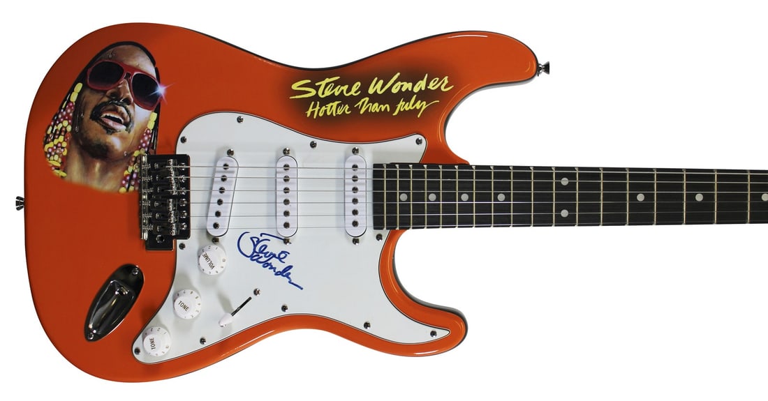 JSA Certified Stevie Wonder Signed Glarry Electric Guitar (1 of 5)