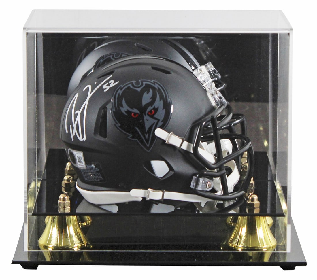 Ray Lewis autographed Ravens mini helmet with display case BAS witnessed (1 of 3)