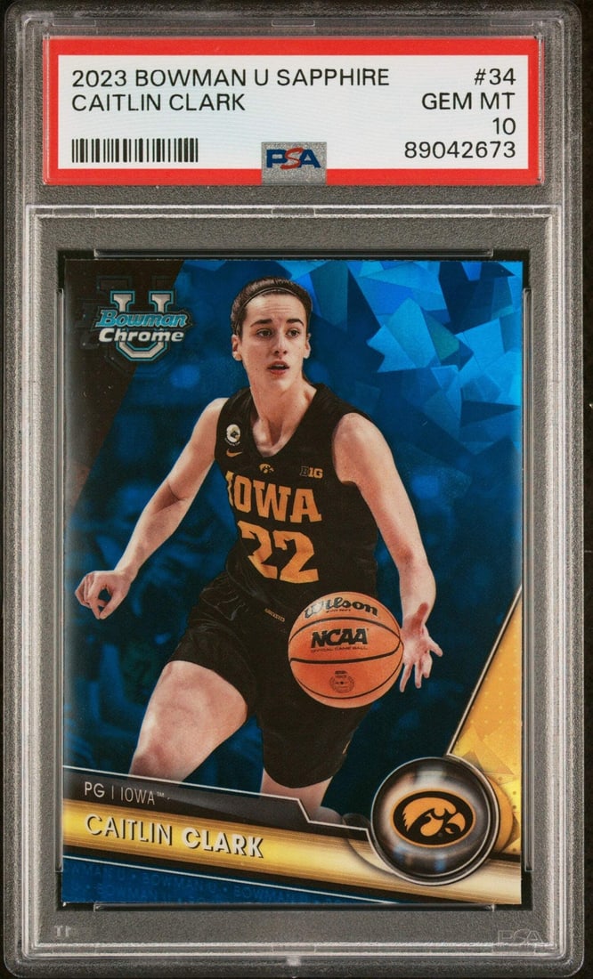 PSA 10 Caitlin Clark 2023 Bowman U Sapphire RC Card #34 (1 of 2)