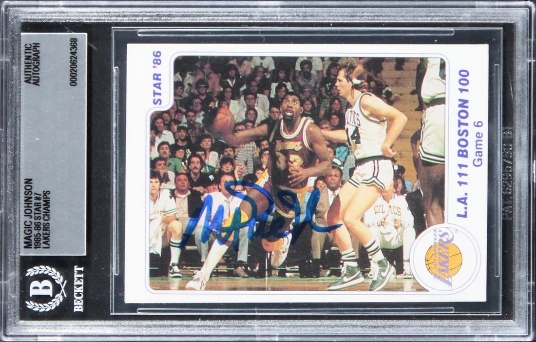 1985 Star Lakers Champs 7 Card signed by Magic Johnson Beckett slabbed (1 of 2)