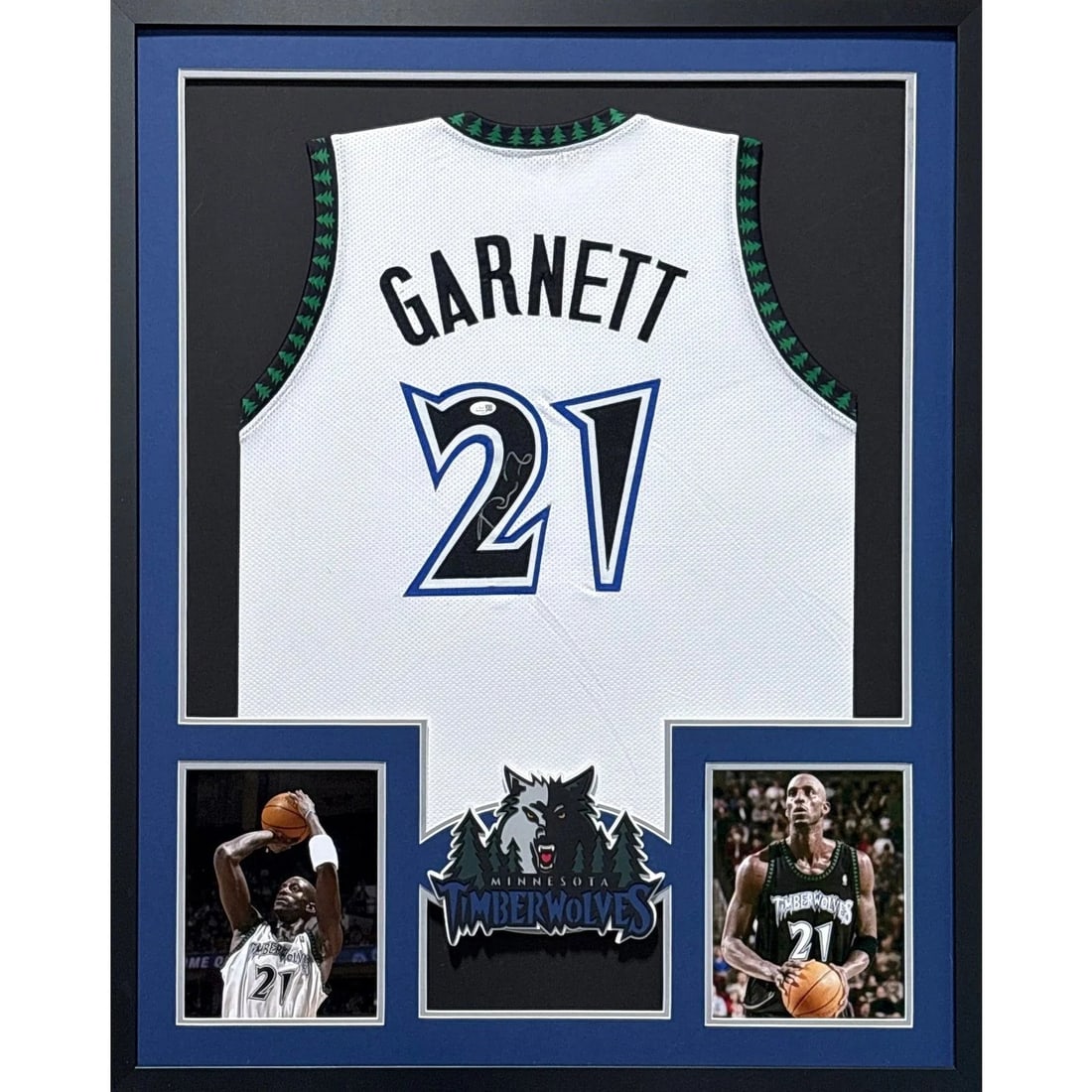 Framed Kevin Garnett Autographed Timberwolves Jersey Beckett Authenticated (1 of 2)