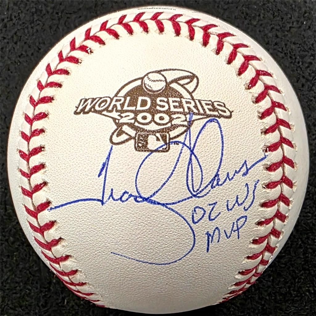 PSA Autographed 2002 World Series Baseball Troy Glaus 02 WS MVP Angels: PSA Autographed 2002 World Series Baseball Troy Glaus 02 WS MVP Angels Original signed 2002 World Series baseball autographed by Troy Glaus and inscribed "02 WS MVP." Authenticated by PSA. Pre-owned. 