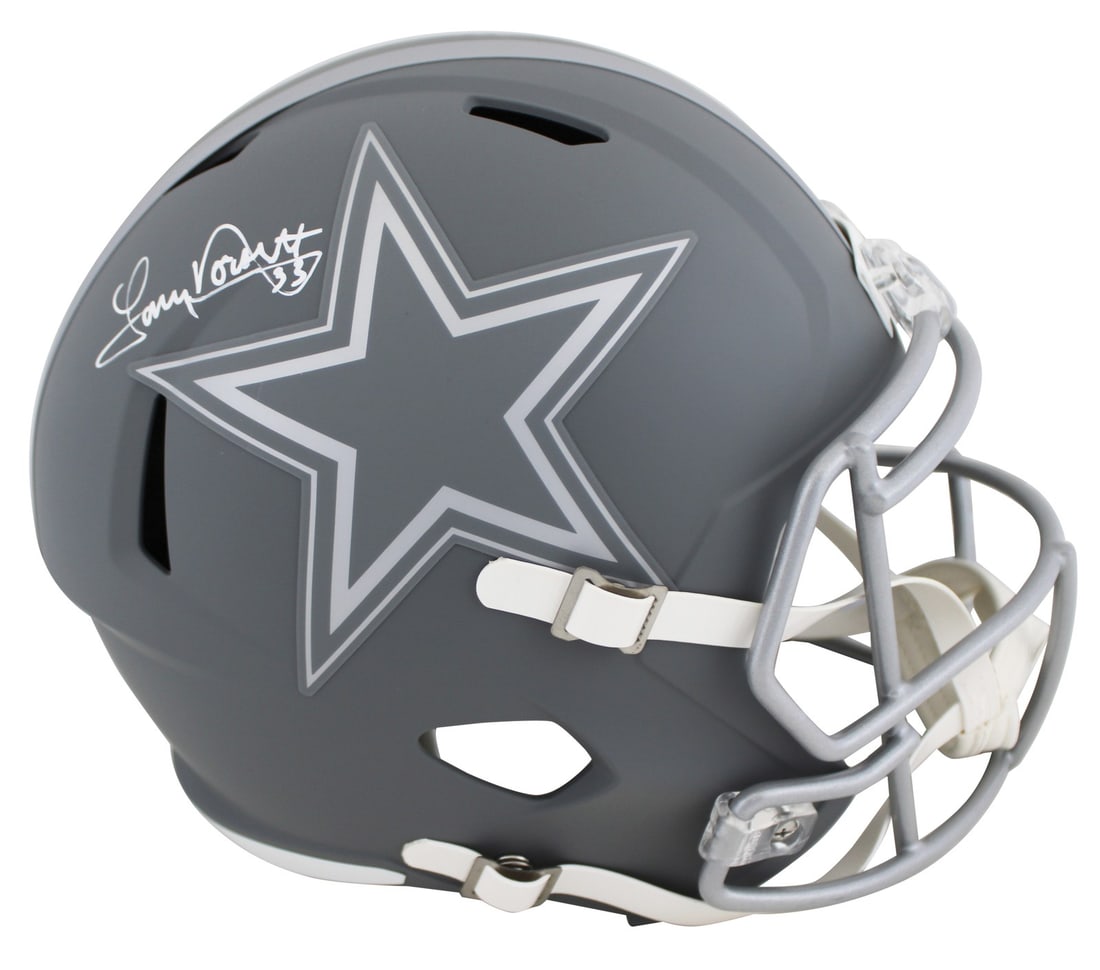 Tony Dorsett Autographed Dallas Cowboys Slate Full Size Speed Helmet BAS Authenticated: Tony Dorsett Autographed Dallas Cowboys Slate Full Size Speed Helmet BAS Authenticated This autographed full-size speed replica helmet features the signature of Tony Dorsett, a legendary player of the