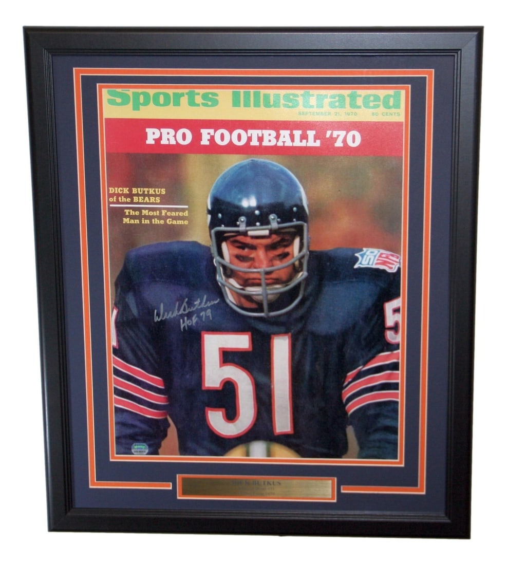 Framed 16x20 Signed Sports Illustrated Photo Dick Butkus Chicago Bears (1 of 3)