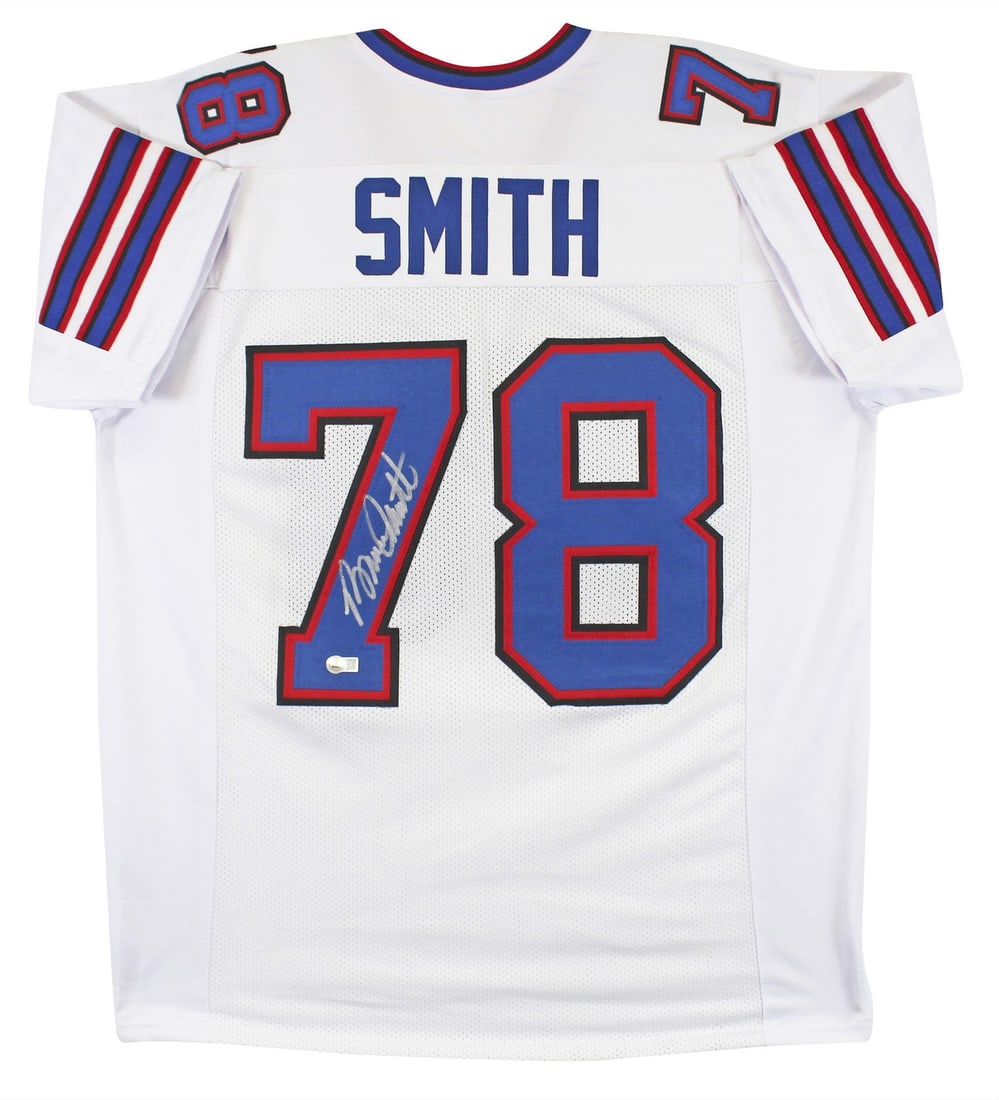 Bruce Smith Autographed White Pro Style Jersey BAS Witnessed Buffalo Bills (1 of 3)