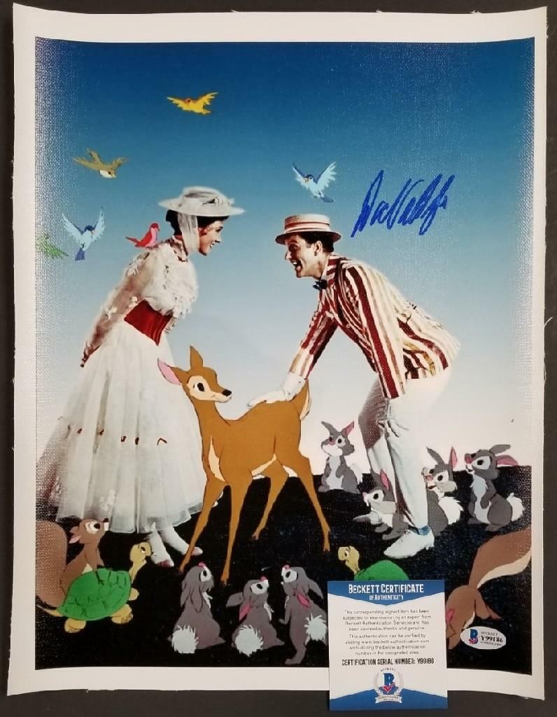 Dick Van Dyke Signed 11x14 Mary Poppins Canvas Photo Authenticated by Beckett: Dick Van Dyke Signed 11x14 Mary Poppins Canvas Photo Authenticated by Beckett This original 11x14 canvas photograph features an autograph by Dick Van Dyke from the film Mary Poppins. The signature has