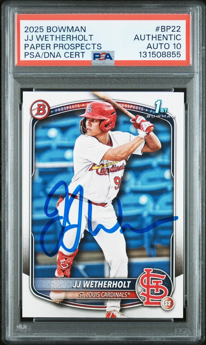 2025 Bowman JJ Wetherholt #BP-22 Rookie Card PSA 10 with Autograph (1 of 1)