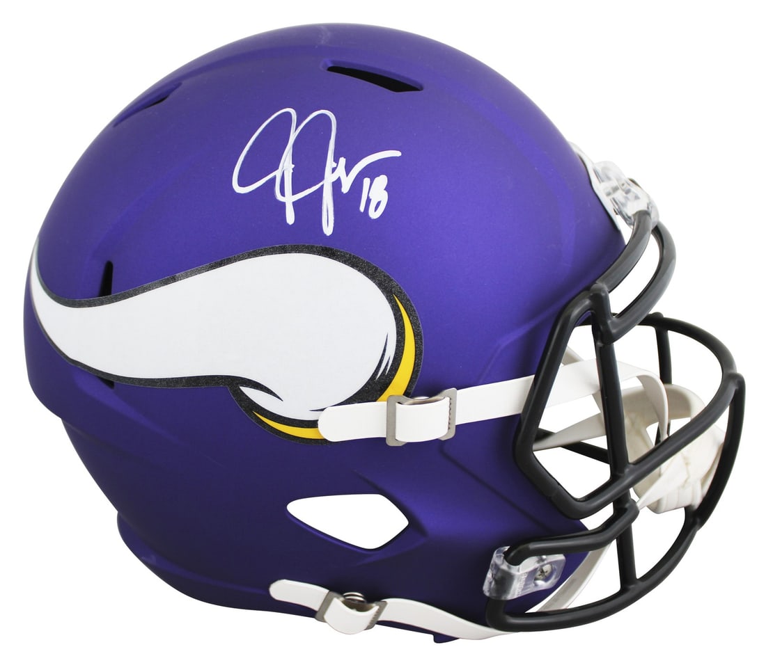 Justin Jefferson autographed Vikings Riddell Speed replica helmet Beckett witnessed (1 of 3)