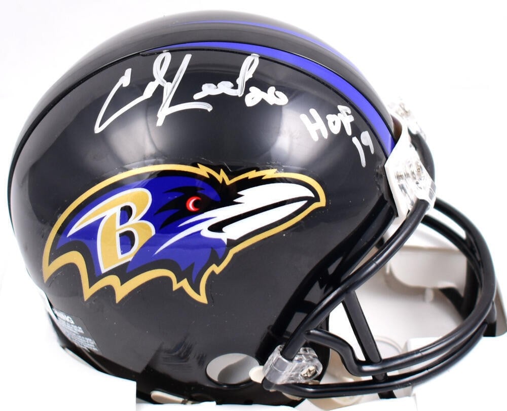 Beckett Authenticated Ed Reed Signed Ravens Mini Helmet HOF Inscription: Beckett Authenticated Ed Reed Signed Ravens Mini Helmet HOF Inscription This is an original autographed Baltimore Ravens mini helmet signed by Ed Reed. It includes a Beckett hologram and is described 