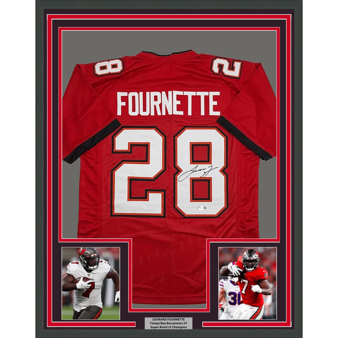 35x39 Framed Leonard Fournette Signed Tampa Bay Buccaneers Jersey Beckett COA (1 of 2)