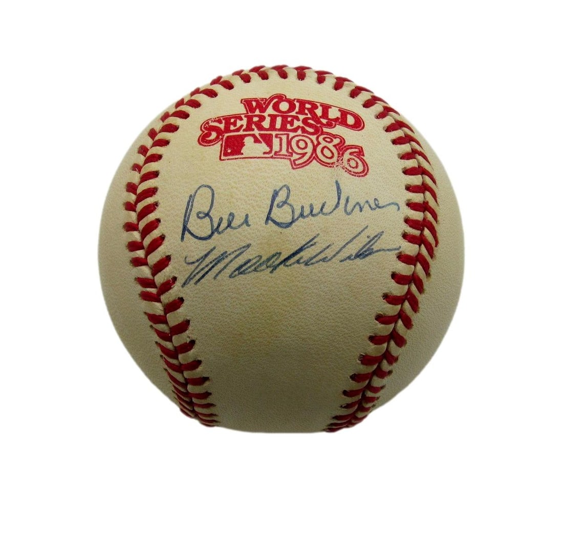 PSA DNA authenticated 1986 World Series baseball signed by Bill Buckner and Mookie Wilson: PSA DNA authenticated 1986 World Series baseball signed by Bill Buckner and Mookie Wilson Original 1986 World Series baseball signed by Bill Buckner and Mookie Wilson. This dual-signed ball is authent