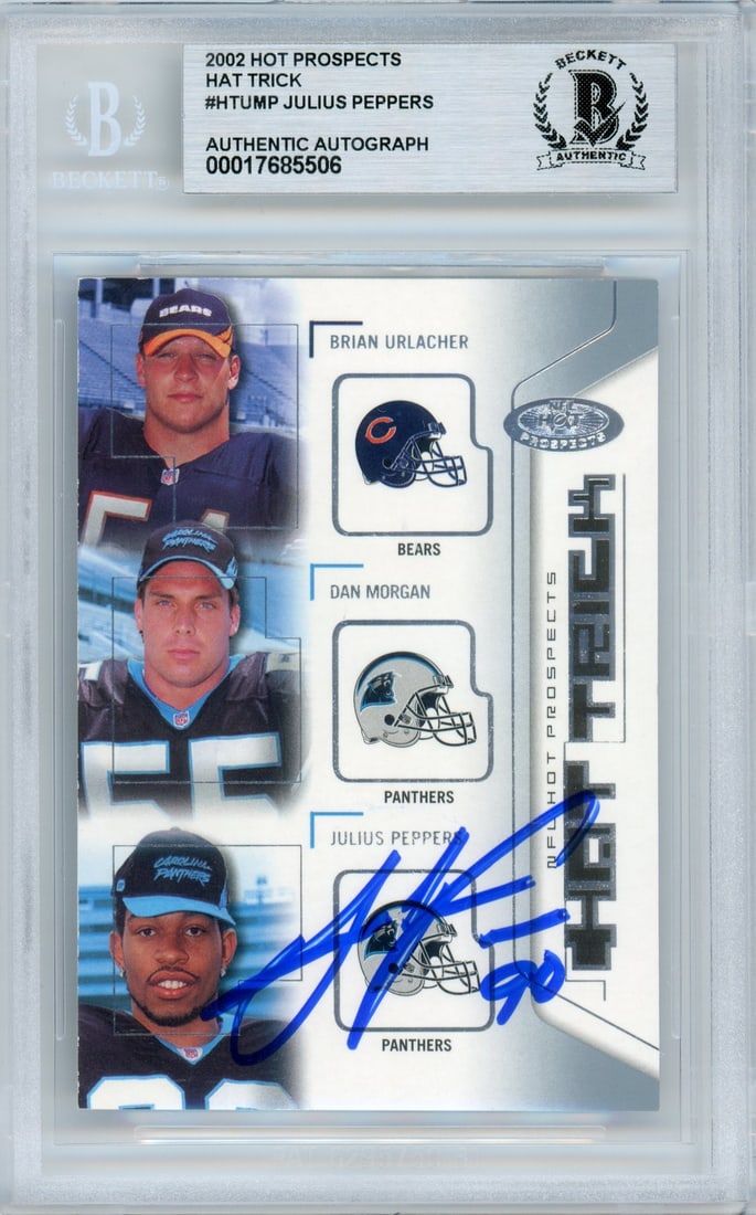 Julius Peppers 2002 Hot Prospects Hat Trick RC Auto Card BGS Panthers (1 of 2)
