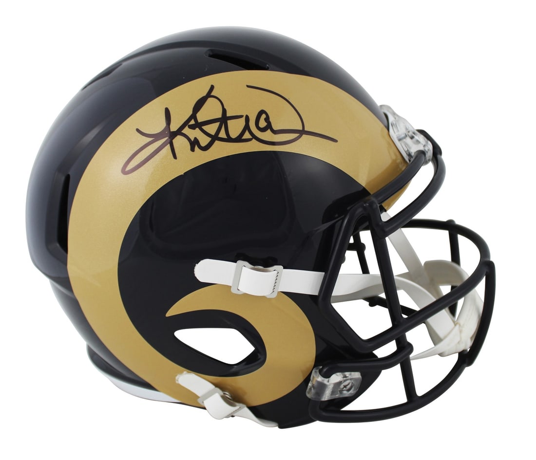 Kurt Warner Autographed Rams Throwback Full Size Speed Replica Helmet Beckett Witnessed (1 of 3)