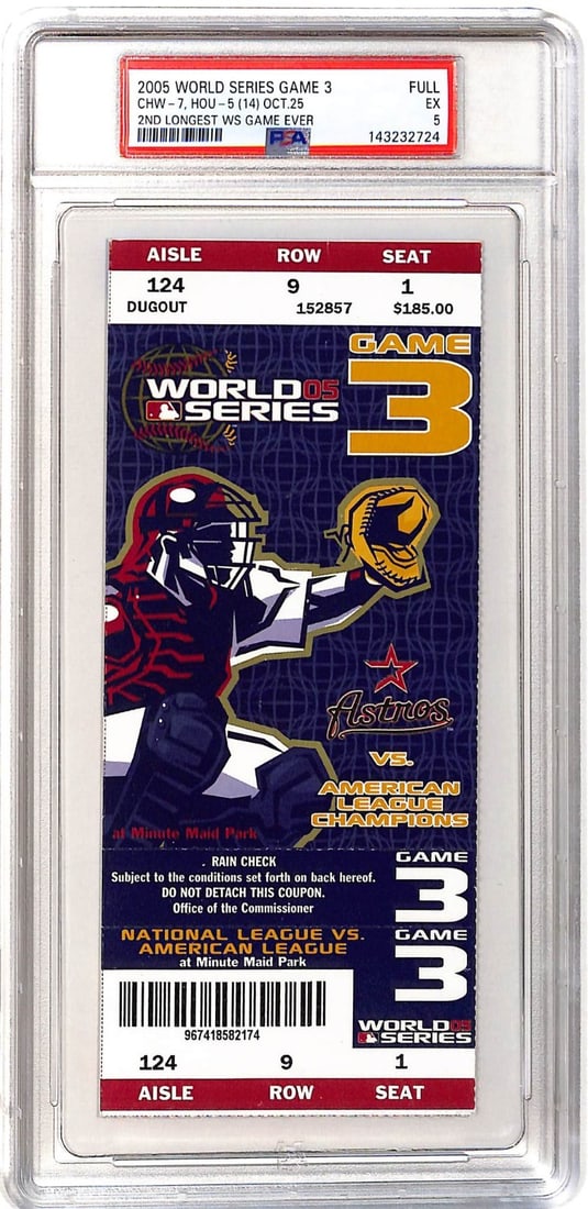 Chicago White Sox vs Astros 2005 World Series Game 3 PSA Graded Full Ticket (1 of 2)