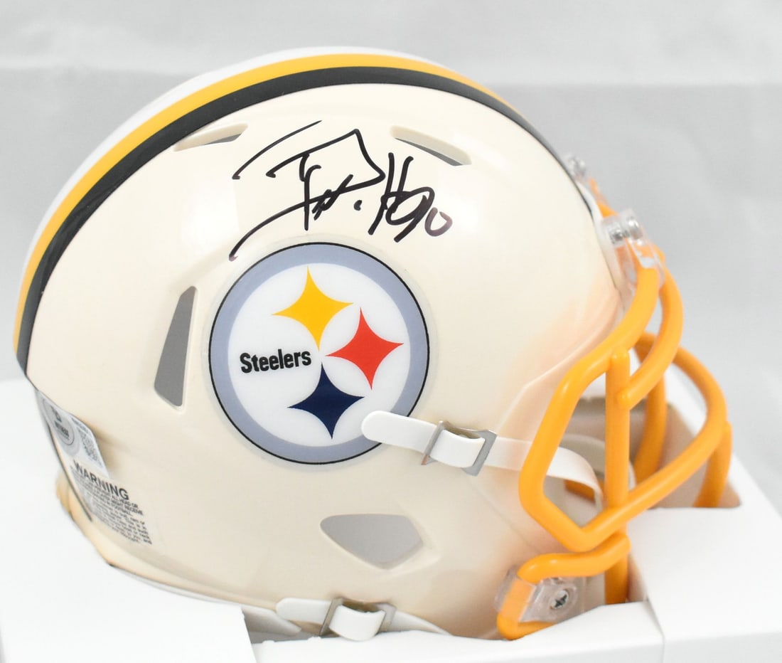 Beckett Holo Signed T.J. Watt Steelers Retro Speed Mini Helmet (1 of 5)