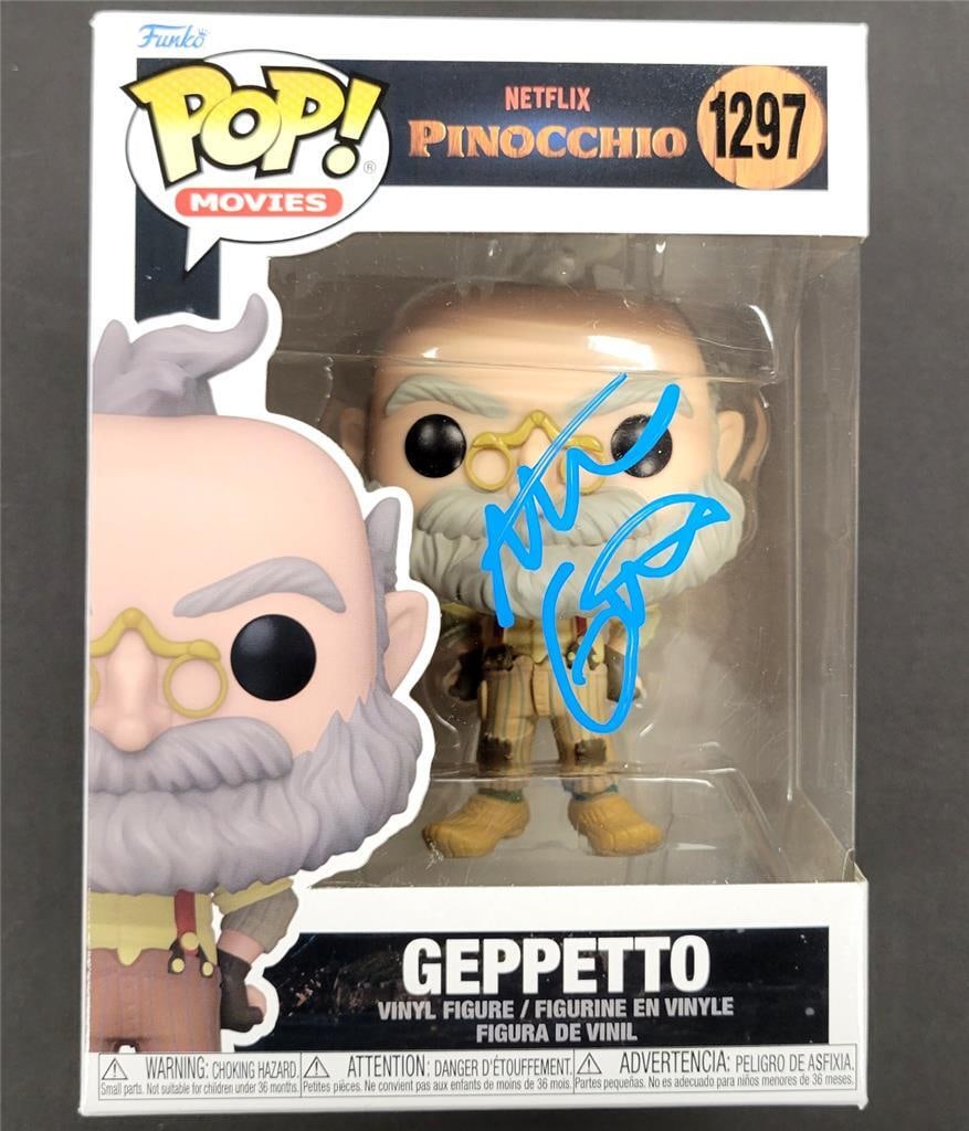 Mark Gustafson Signed Geppetto Funko Pop! BAS Authenticated: Mark Gustafson Signed Geppetto Funko Pop! BAS Authenticated This original Funko Pop! figure features Geppetto from Guillermo del Toro's Pinocchio, signed by the artist Mark Gustafson. The piece comes 