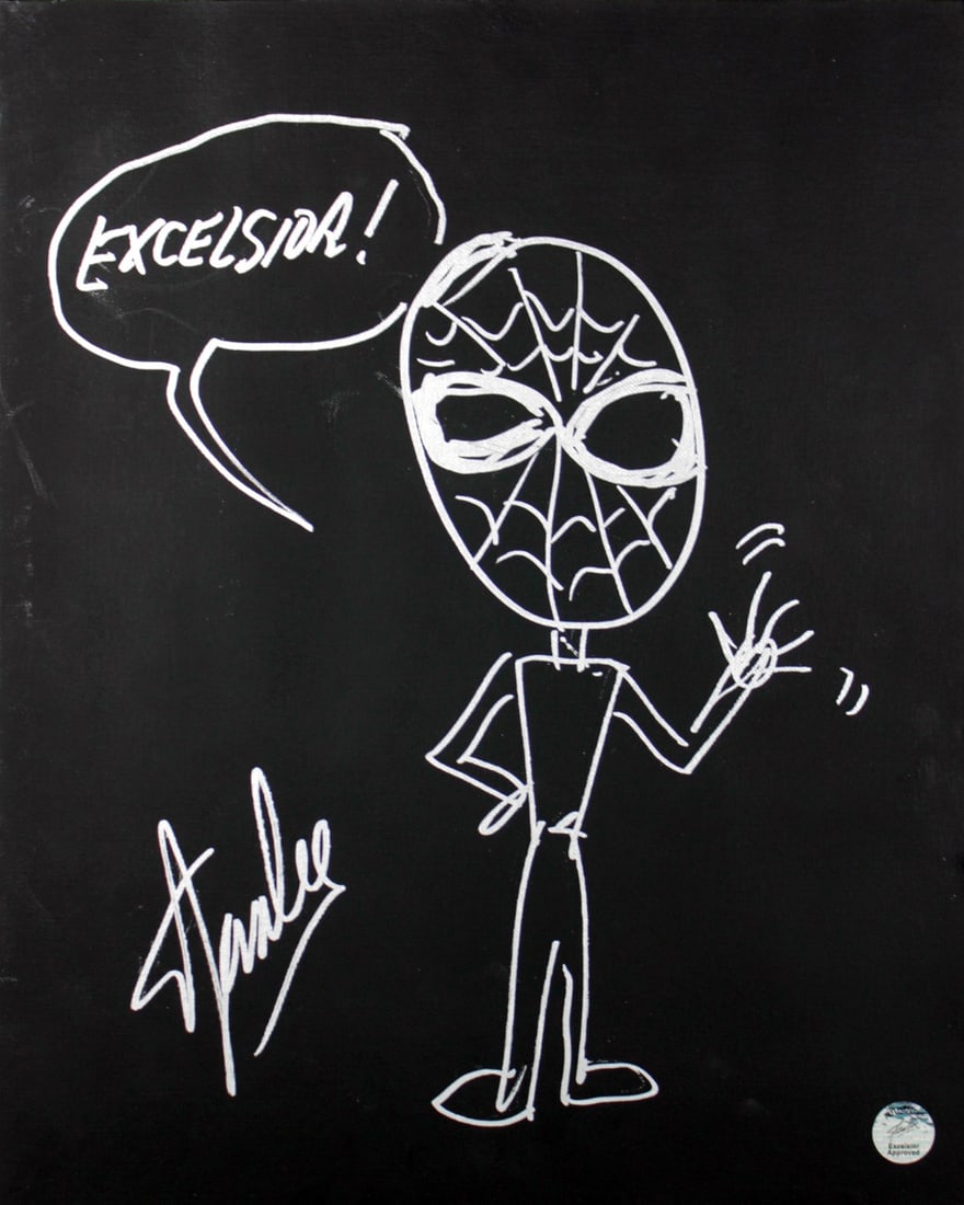 Stan Lee signed Spider-Man sketch canvas 16x20 PSA DNA (1 of 5)