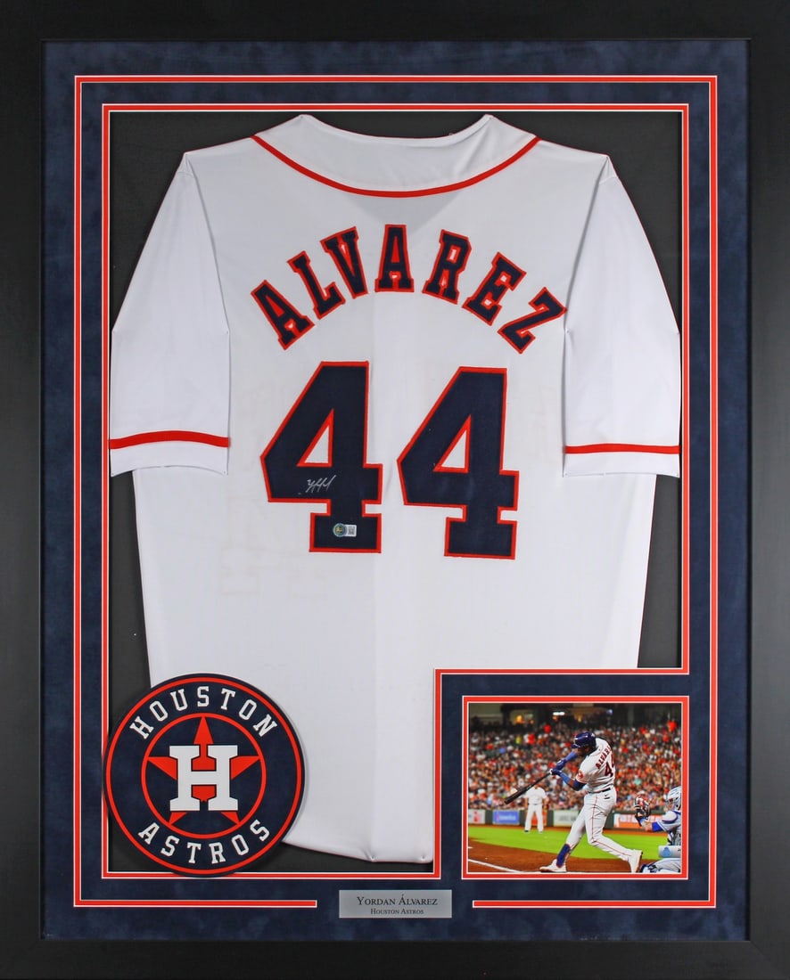 Framed Yordan Alvarez Signed Houston Astros White Jersey Beckett Witnessed (1 of 2)