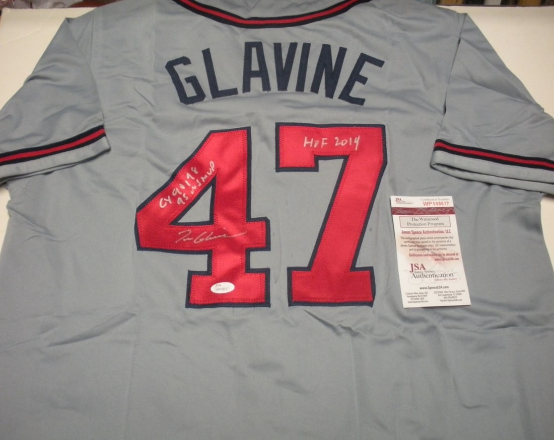 Signed Tom Glavine Braves Jersey JSA COA 2014 HOF MVP (1 of 3)
