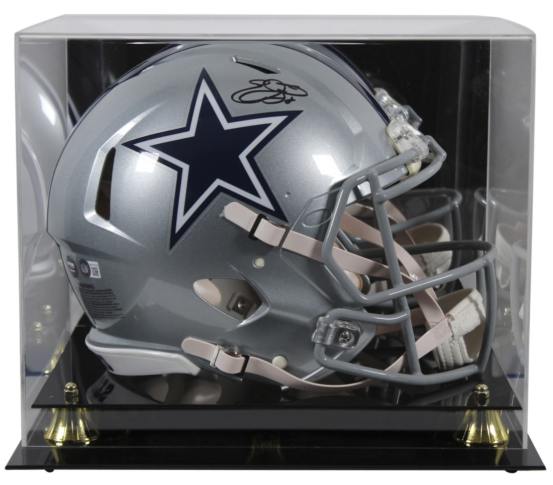 Emmitt Smith autographed Cowboys full size silver helmet with display case BAS (1 of 4)
