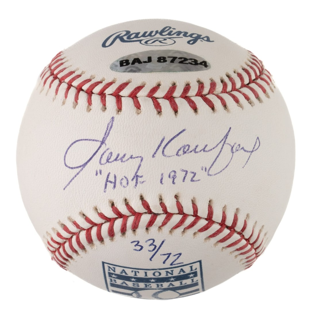 Sandy Koufax Signed Baseball HOF 1972 Upper Deck COA Rare 33/72: Sandy Koufax Signed Baseball HOF 1972 Upper Deck COA Rare 33/72 This is a rare Sandy Koufax single signed baseball, commemorating his induction into the Hall of Fame in 1972. The ball features Koufax'