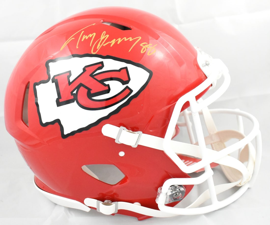 Beckett Holo Tony Gonzalez Signed Chiefs Full Size Speed Authentic Helmet: Beckett Holo Tony Gonzalez Signed Chiefs Full Size Speed Authentic Helmet Pre-owned full-size Speed Authentic helmet autographed by Tony Gonzalez. This piece is associated with the Chiefs and includes