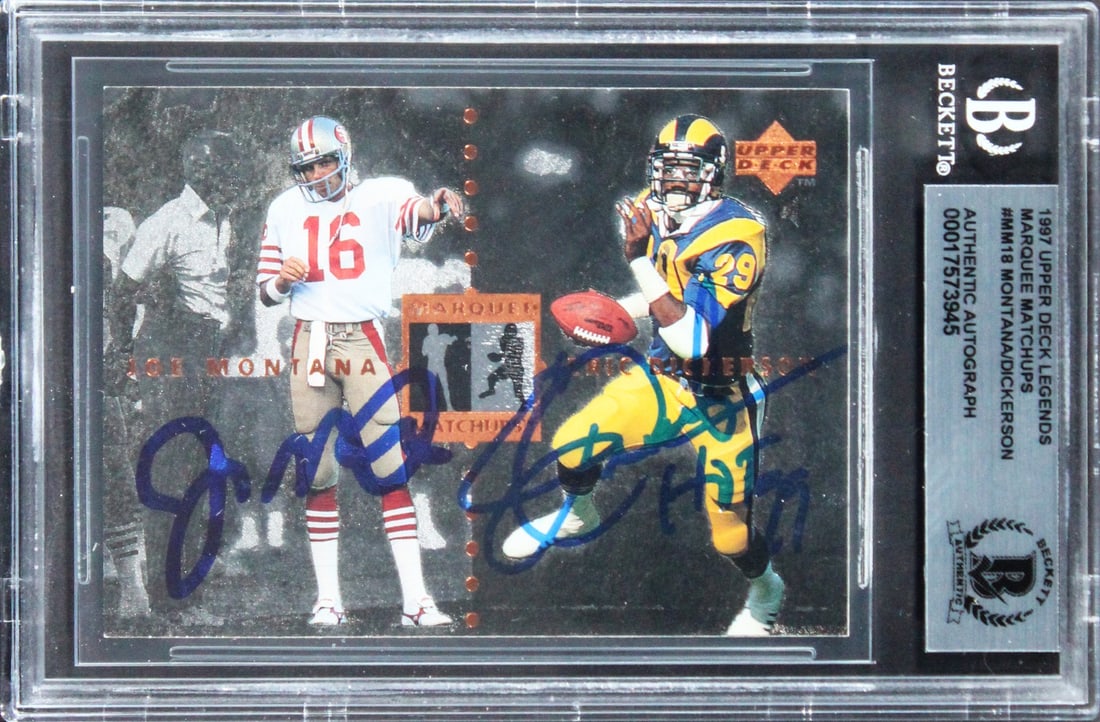 Joe Montana Eric Dickerson Signed 1997 Upper Deck Marquee Matchups Gem Mint 10 Card Beckett (1 of 2)
