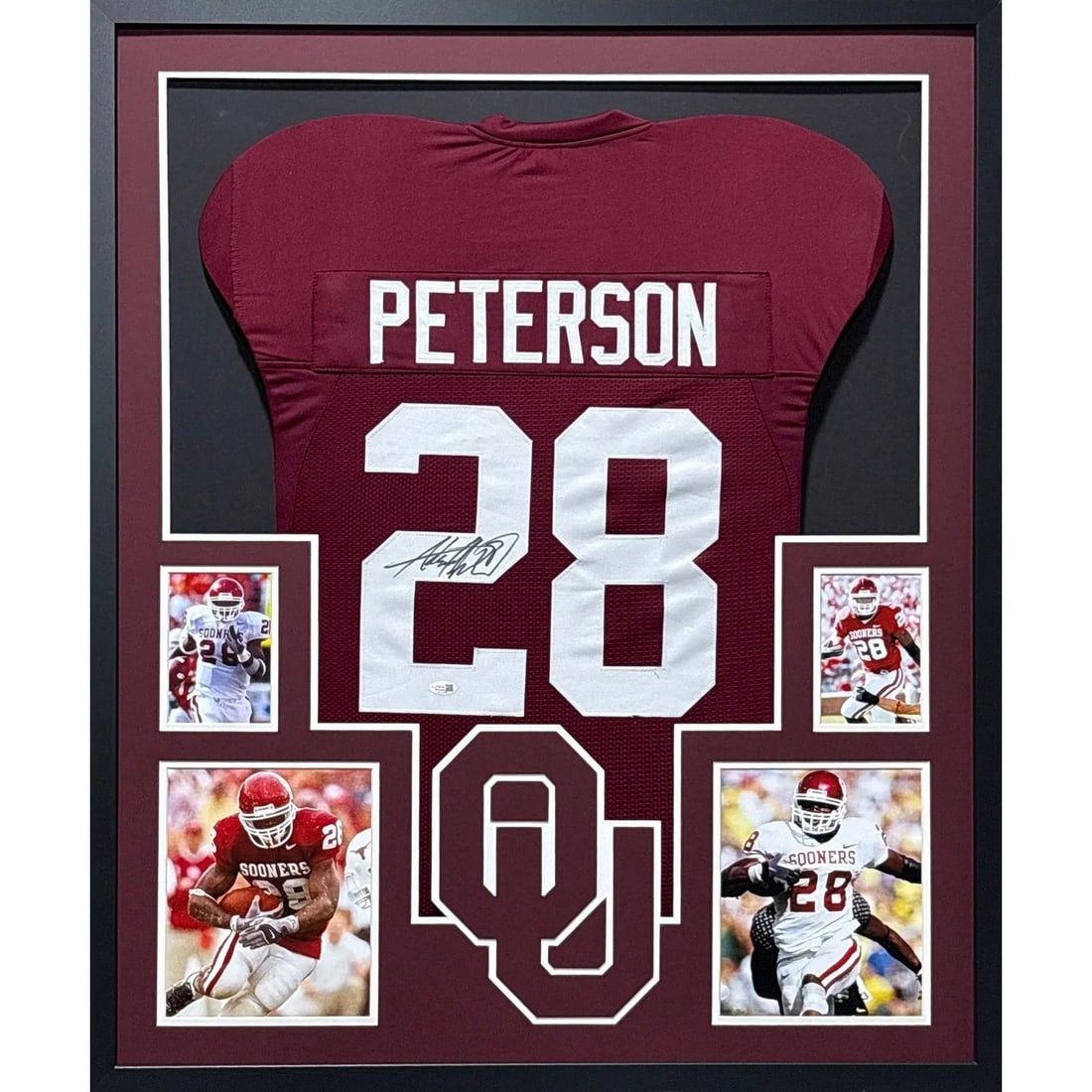 Framed Oklahoma Adrian Peterson Autographed Jersey JSA Authenticated (1 of 2)