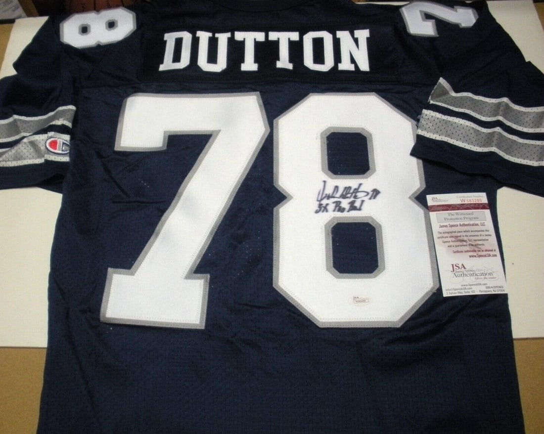 Dallas Cowboys Champion Jersey Signed by John Dutton with JSA COA (1 of 2)