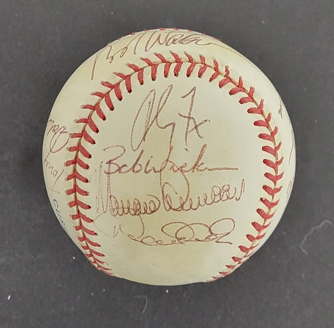 1996 Yankees Signed Baseball Derek Jeter BAS Authenticated 15 Signatures: 1996 Yankees Signed Baseball Derek Jeter BAS Authenticated 15 Signatures This official 1996 New York Yankees World Series Champions baseball is a must-have for any fan or collector. Personally signed 