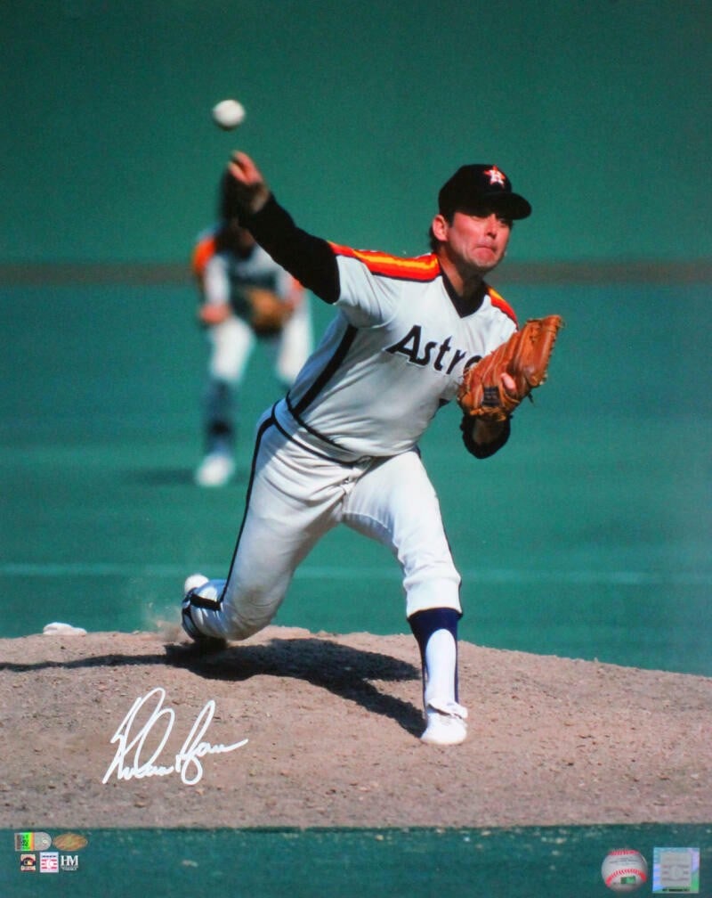 Autographed 16x20 Astros Pitching Photo Nolan Ryan AIV Hologram (1 of 2)