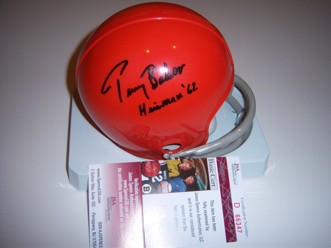 Signed Oregon State mini football helmet Terry Baker JSA COA (1 of 2)