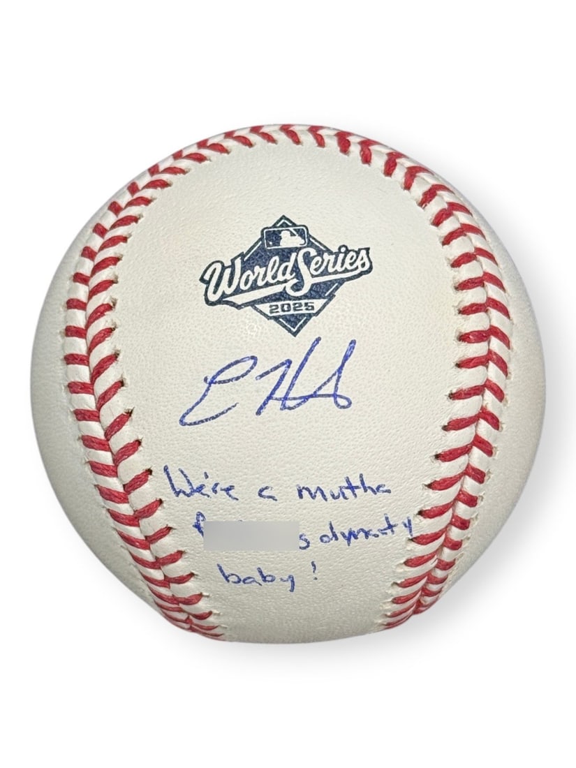 MLB Authenticated Kike Hernandez Dodgers 2025 WS Inscribed Baseball (1 of 3)