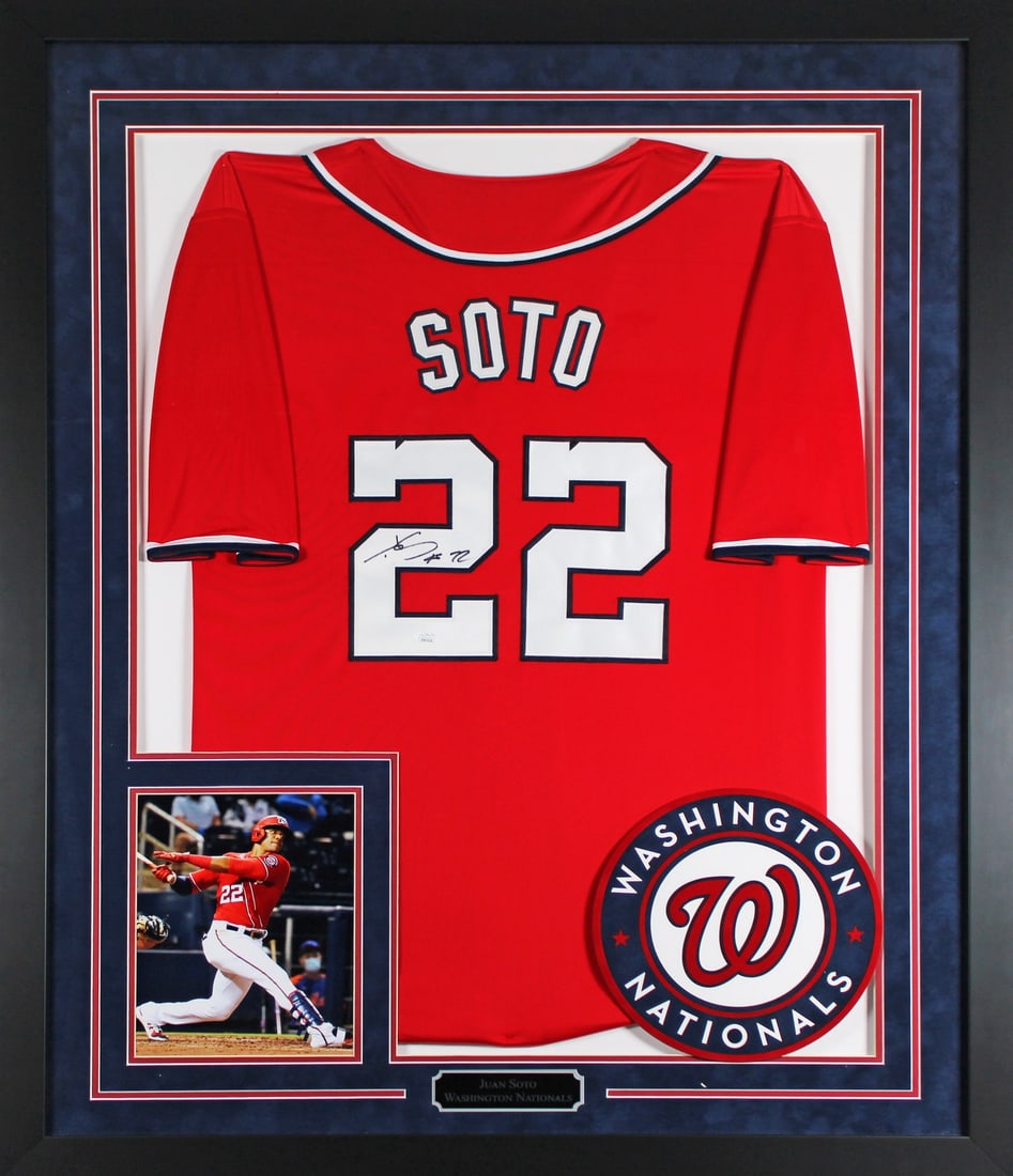 Framed Red Washington Nationals Jersey Signed by Juan Soto JSA FF87610 (1 of 2)