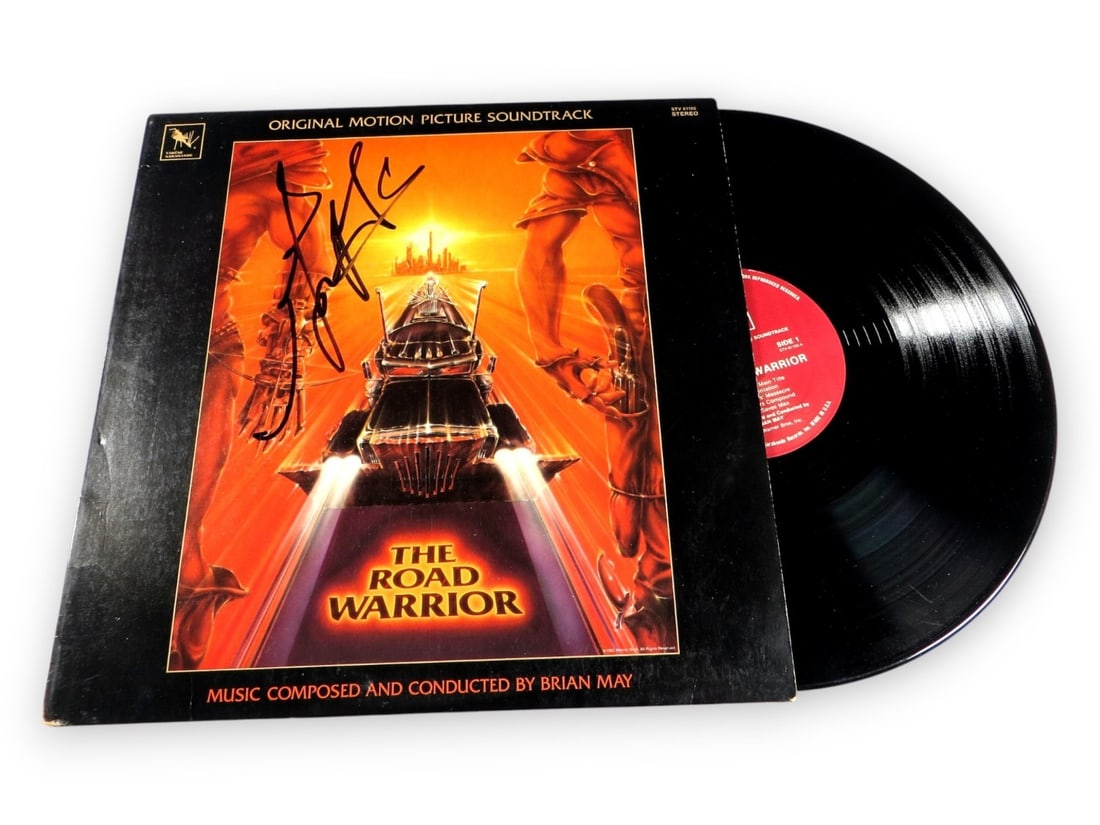 Mel Gibson Autographed Album Cover The Road Warrior Beckett Authenticated: Mel Gibson Autographed Album Cover The Road Warrior Beckett Authenticated This is a signed autographed record album cover from the iconic film 'The Road Warrior', featuring the signature of Mel Gibson