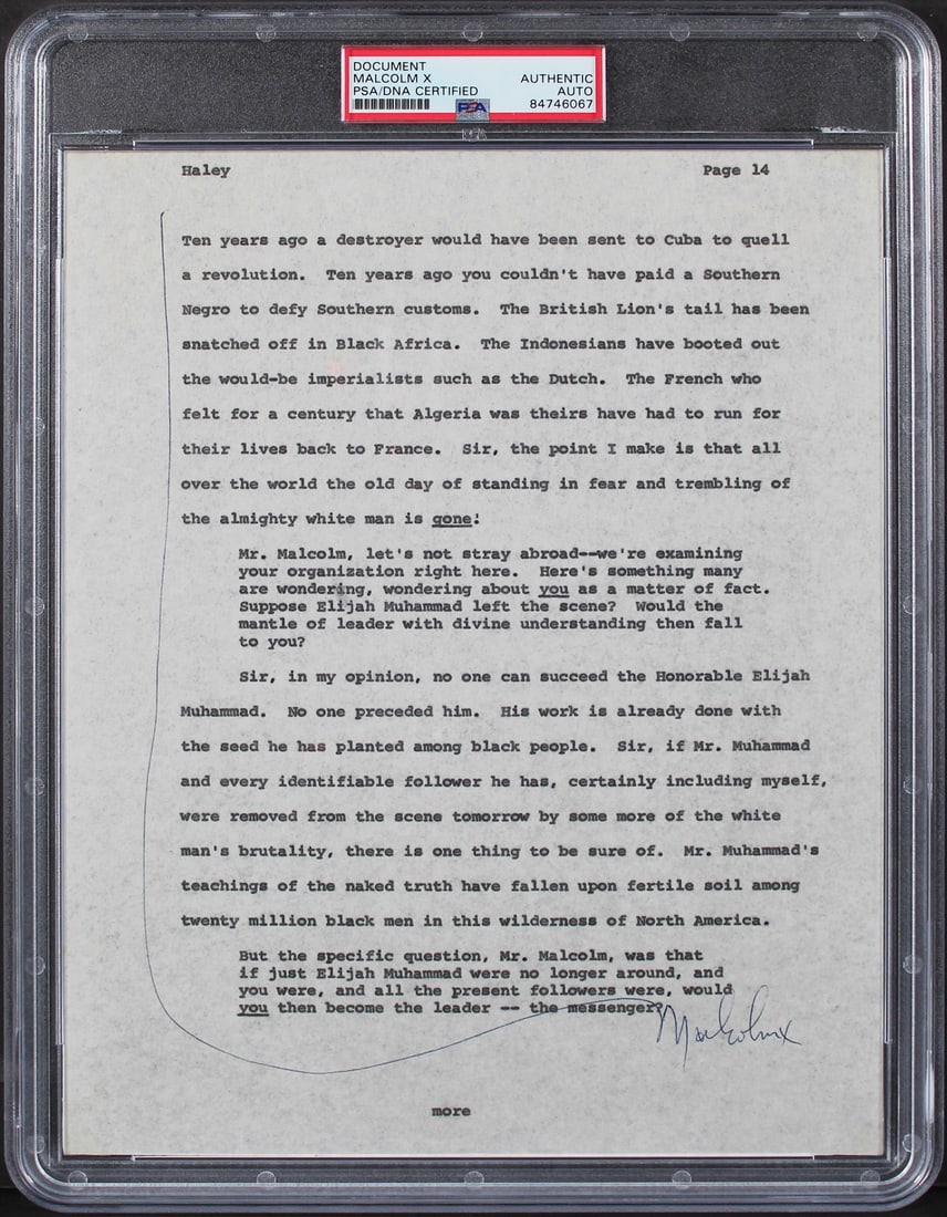 PSA DNA Slabbed Malcolm X Signed 8.5x11 Original Document (1 of 5)