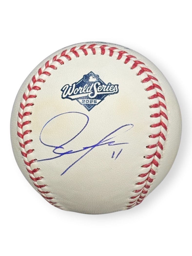 Roki Sasaki Signed 2025 World Series Baseball Dodgers Fanatics Authenticated: Roki Sasaki Signed 2025 World Series Baseball Dodgers Fanatics Authenticated Celebrate the remarkable talent of Roki Sasaki with this autographed 2025 World Series baseball. This original baseball is 