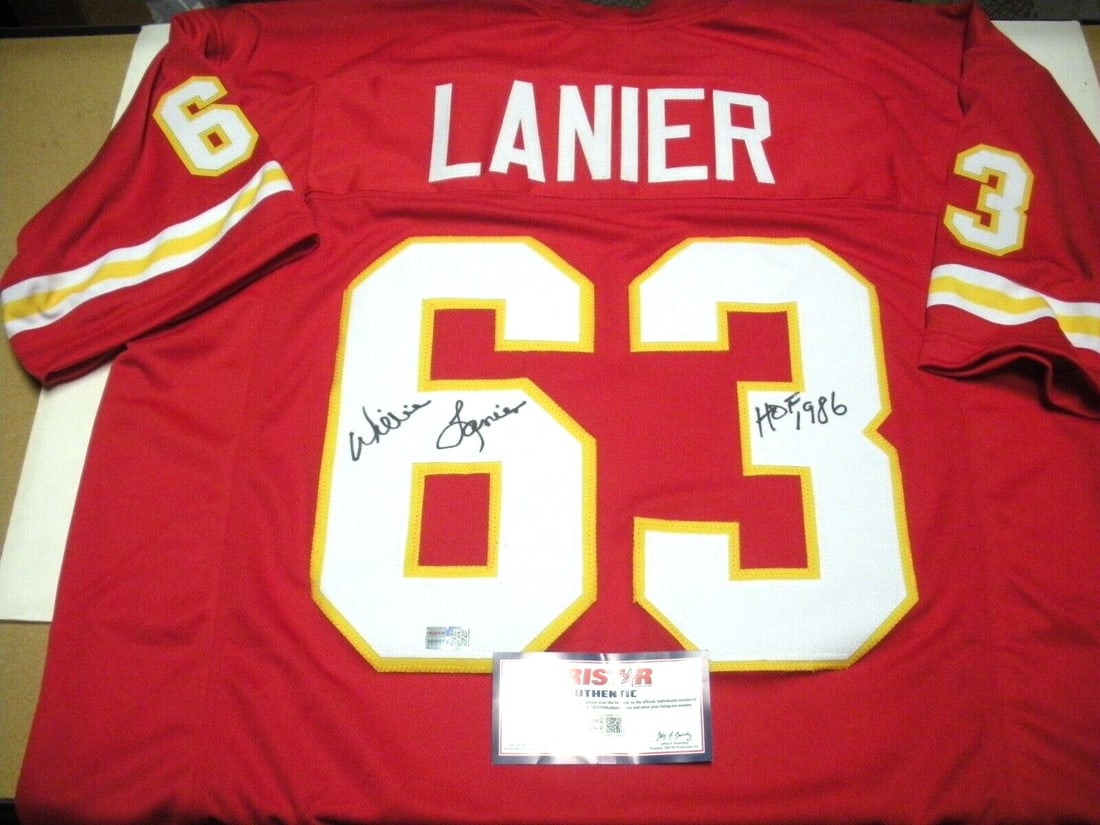 Willie Lanier Signed Kansas City Chiefs Jersey With TRISTAR COA: Willie Lanier Signed Kansas City Chiefs Jersey With TRISTAR COA This is a pre-owned Kansas City Chiefs jersey signed by Hall of Famer Willie Lanier, commemorating his induction into the Hall of Fame i