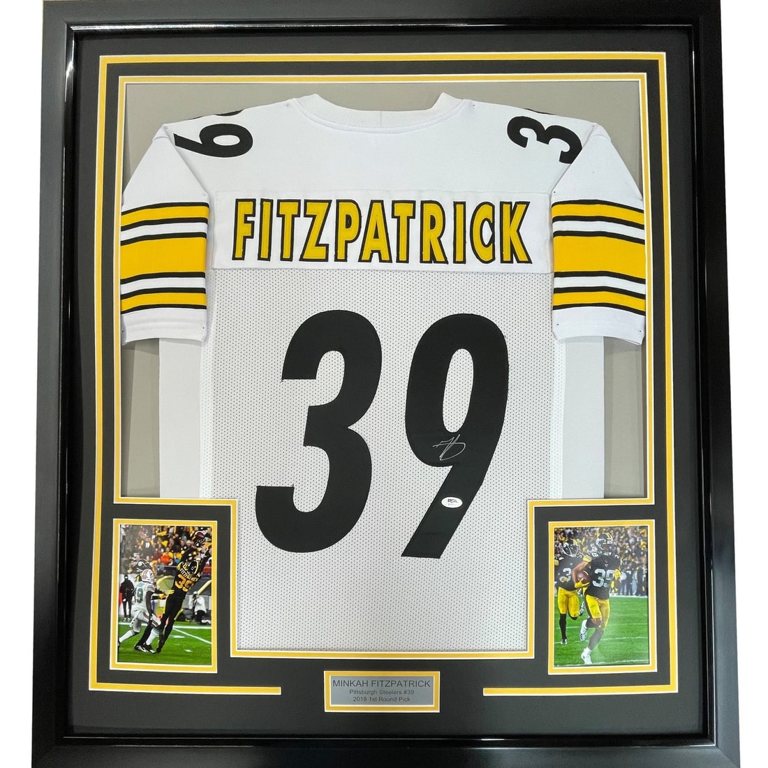 35x39 Framed Minkah Fitzpatrick Signed Steelers White Jersey PSA COA (1 of 2)