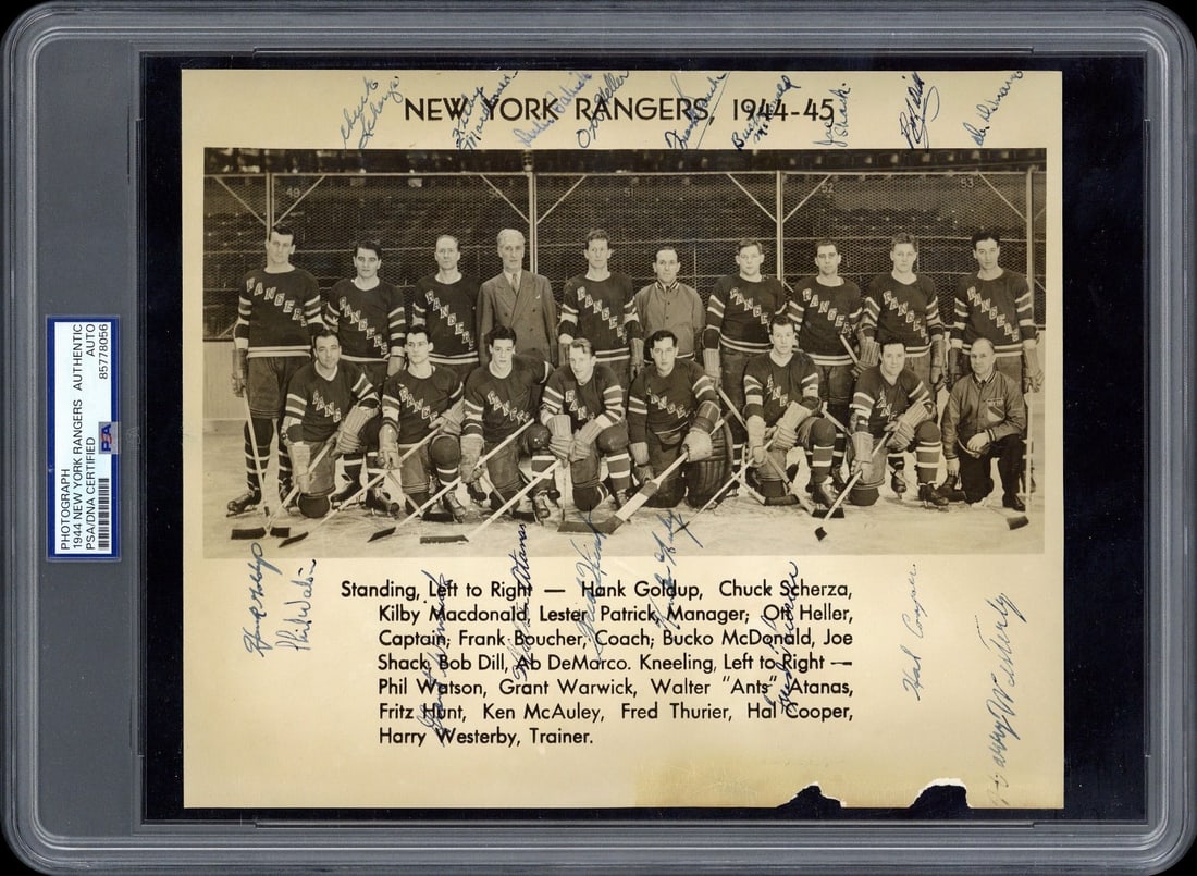 PSA DNA Certified 1944-45 New York Rangers Team Signed NHL Photo (1 of 2)