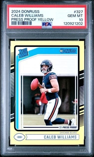 PSA 10 Caleb Williams 2024 Donruss #327 Press Proof Yellow RC (1 of 2)