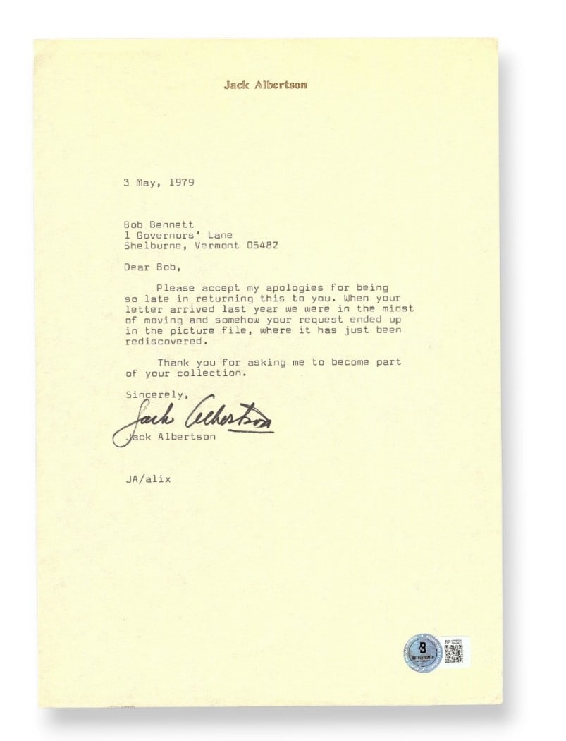 Jack Albertson Signed Letter Grandpa Joe Willy Wonka Beckett Authenticated (1 of 2)
