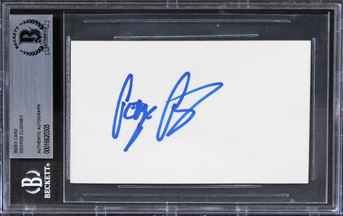George Clooney Signed 3x5 Index Card Beckett Authenticated From Dusk Till Dawn: George Clooney Signed 3x5 Index Card Beckett Authenticated From Dusk Till Dawn This 3x5 index card has been personally signed by George Clooney, known for his role in "From Dusk Till Dawn." The autogr