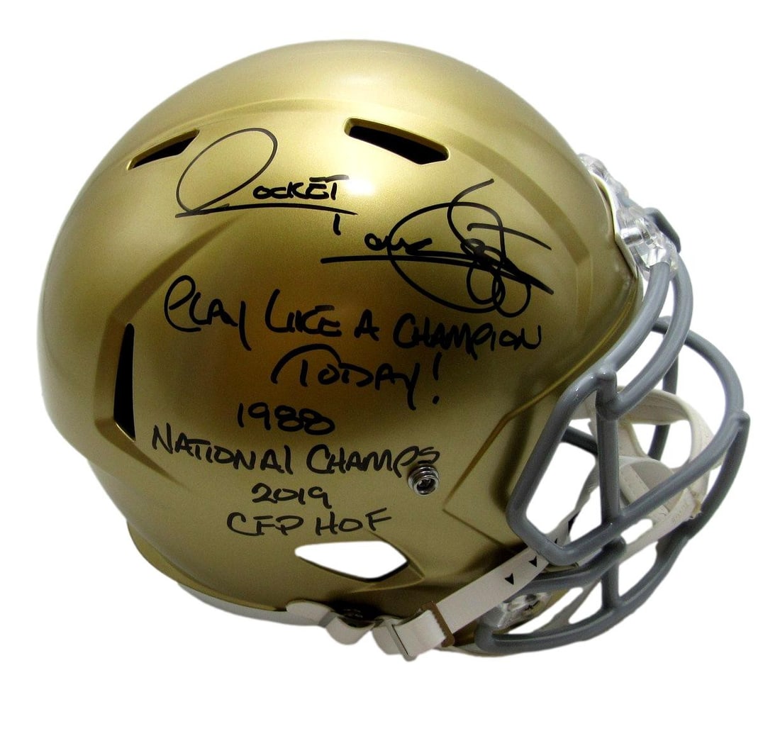 JSA Certified Notre Dame Full Size Replica Helmet Signed by Raghib Rocket Ismail (1 of 6)