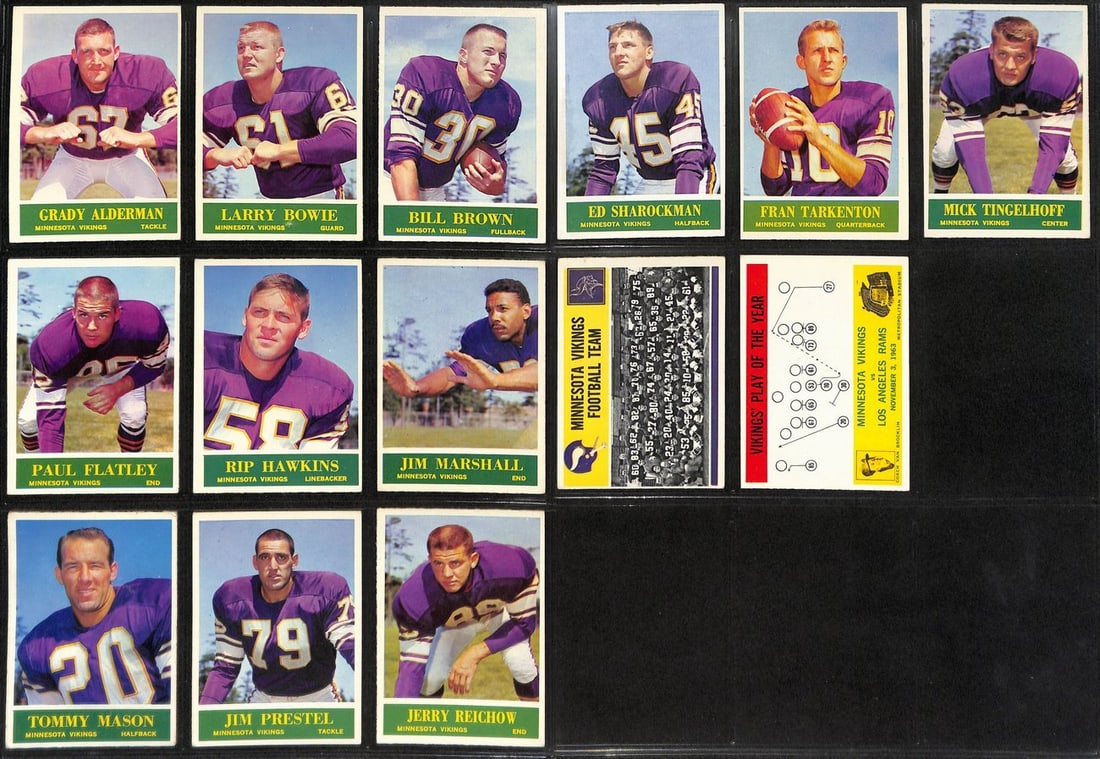Complete 14 Card 1964 Philadelphia Vikings NFL Team Trading Card Set (1 of 4)