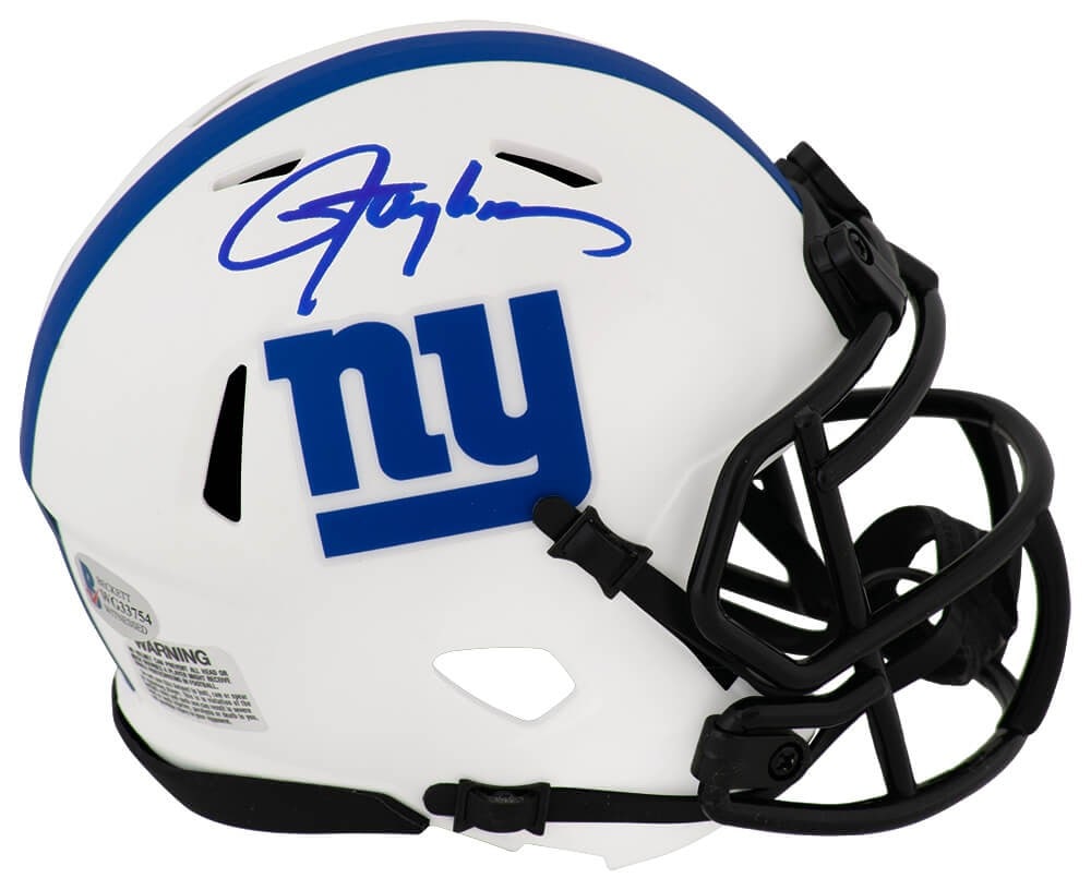 Lawrence Taylor Signed New York Giants Mini Helmet Beckett COA: Lawrence Taylor Signed New York Giants Mini Helmet Beckett COA This authentic Lawrence Taylor signed New York Giants Lunar Eclipse Riddell speed mini helmet is a must-have for any football fan or coll